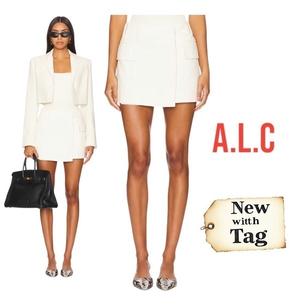 A.L.C. Dresses & Skirts - A.L.C. Cream Mini Skirt Textured Wrap Design Medium sz 6‎ Cora Skirt